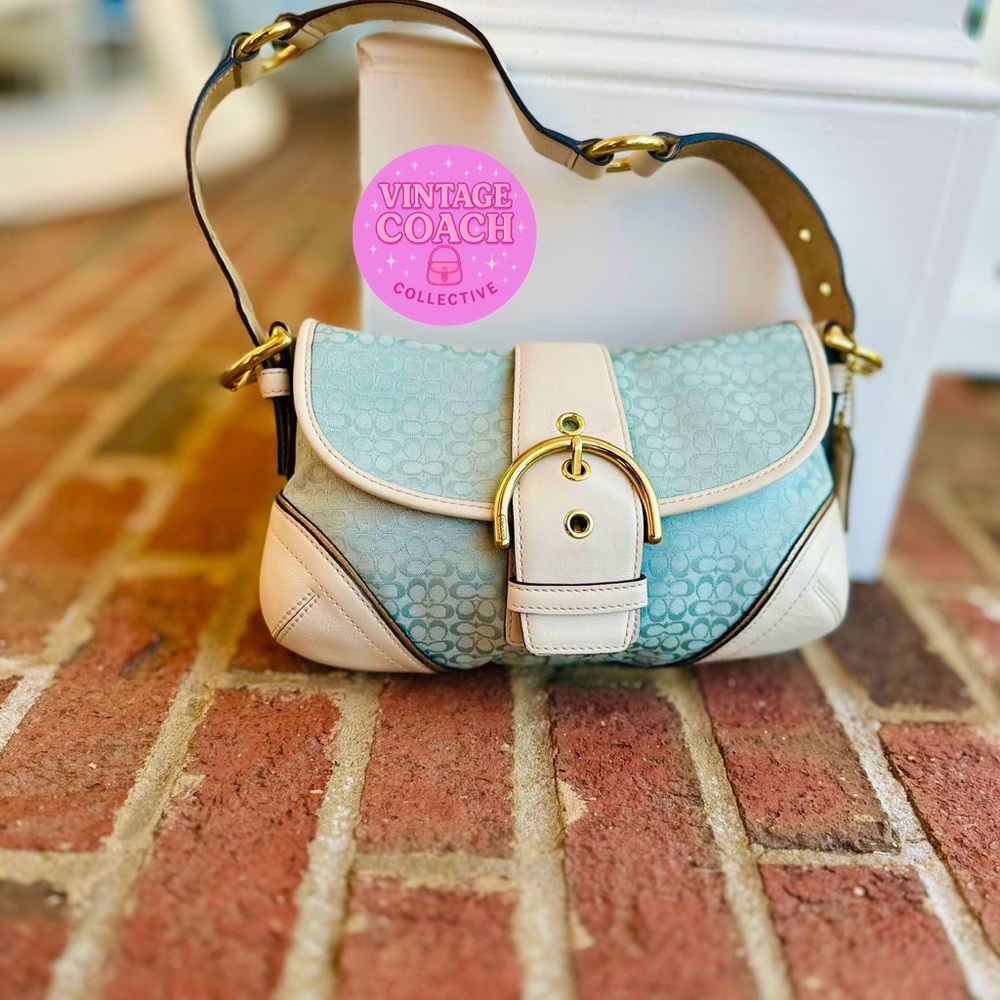 Sold 

 Rare Mini Coach Soho | Blue Monogram Canvas & Gold Trim